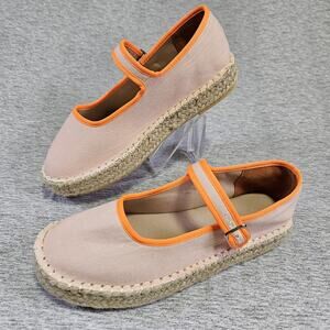 Atbell Mary Jane Platform Espadrilles Womens 38 Pink Casual Boho Canvas Buckle